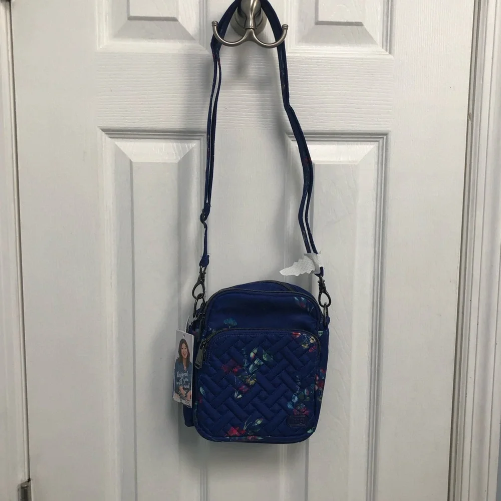 Lug Can Can Quilted Blue Floral Convertible Crossbody Bag NWT